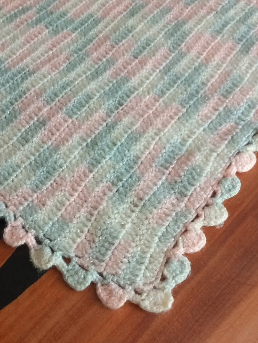 Vintage Handmade Crochet Baby Blanket Afghan - Pastel Multi-Color Striped
